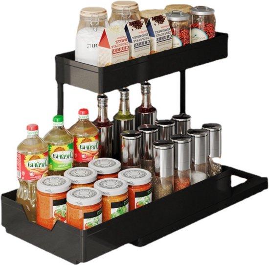 Productafbeelding: Gootsteenkast organizer - Keukenkast organizer - Gootsteenkast inrichting - Organizer voor keukenkast - Gootsteenkastje - Opbergsysteem voor keukenkast - 1 stuk - Zwart