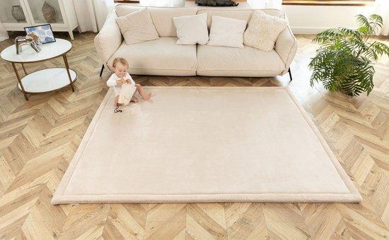 Productafbeelding: Hakuna Matte Wolkzachte Fluwelen Mat Speelmat baby 200 x 150 x 2,5 cm, Beige - Kindertapijt met hoogwaardig traagschuim - Baby speelkleed met antislipbasis - Babykruipmat, kinderkamertapijt
