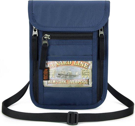 Productafbeelding: Anti Diefstal Nektasje - Nektasje - Paspoorttasje - RFID blokkering - Reisportemonnee - 3 Vakken met Ritssluiting - Documenten tasje met nekkoord - voor dames en heren - Waterafstotend - Waterafstotend Oxford - Dagelijks Gebruik