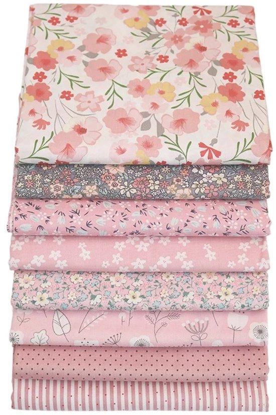 Productafbeelding: Pakket van 8 lapjes stof - Roze - 20 x 25 cm - Voor quilt en patchwork