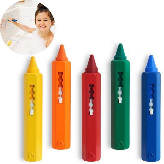 Productafbeelding: Munchkin Badkrijtjes - Kleuren in Bad! - Badspeelgoed - Badkrijt - Set van 5 kleurrijke badkrijtjes - Makkelijk te Wassen - Vanaf 12 Maanden - voor tegels en de badkuip
