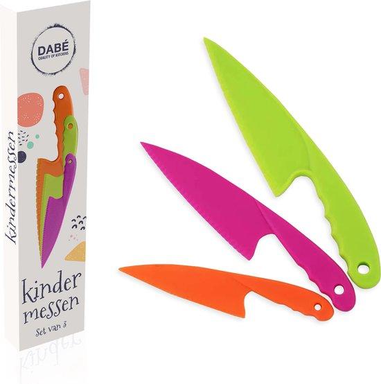 Productafbeelding: Dabé Kindermessen - Messen voor kinderen - Veiligheidsmessen- Gekleurde messenset voor kinderen - Kindermes - Kindvriendelijke messenset voor kinderen - Bestek voor kinderen - Kids kitchen knife - Kinderbestek - Plastic