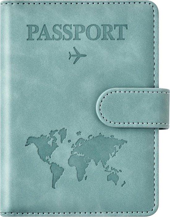 Productafbeelding: Nereb - Paspoorthouder - Paspoort hoes - Blauw - Anti RFID - Magneet sluiting - Paspoort Portemonnee - Travel wallet - reisportefeuille - reisportemonnee - reisdocumenten organizer - reisdocumenten houder - reisdocumenten organizer