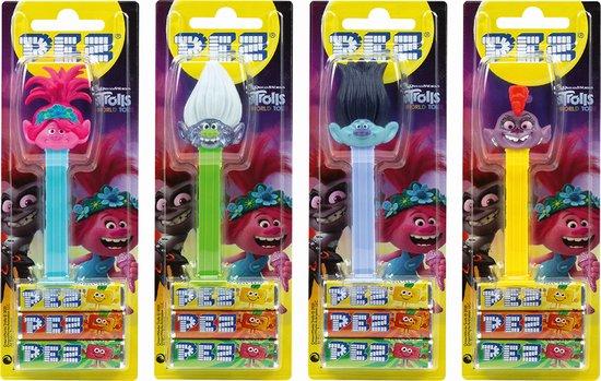 Productafbeelding: 4 PEZ Figuren met elk 3 vullingen (figuren kunnen afwijken van foto) - snoep muntjes - 102g