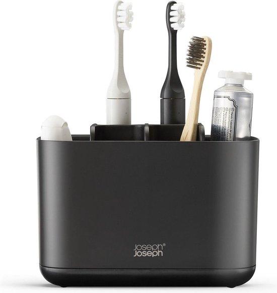 Productafbeelding: Joseph Joseph tandenborstel bakje large - Zwart - Sorteervakken | Anti-slip | Elektrische tandenborstelhouders | Handtandenborstelhouders