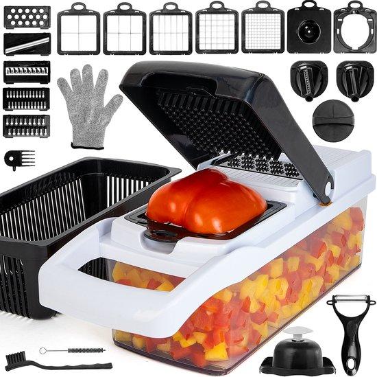 Productafbeelding: Plenty Choices 23 in 1 -Delige Mandoline - Multifunctionele Groentesnijder Incl. Eierdooier Scheider & - Groente & Fruit Snijder - Julienne Keukensnijder - Keuken Snijmachine - Fruitsnijder - Uiensnijder - Frietsnijder
