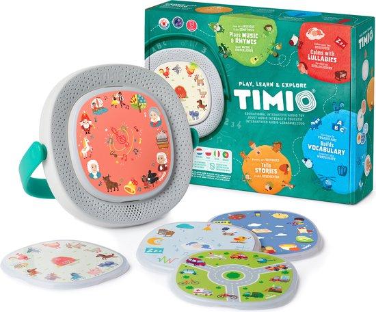 Productafbeelding: TIMIO Player + 5 Disks - Starter Kit | Interactieve Educatieve Audio-Speler | Speelt Kinderliedjes, Verhaaltjes & Sprookjes | Leert Letters, Getallen, Kleuren, Dieren & Woordjes | Met Geluid & Quizvragen | Incl. 8 Talen NL/FR | Leerspel van 2-6 Jaar