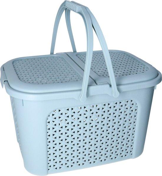 Productafbeelding: Hobby Life Picknickmand - blauw - kunststof - 46 x 35 x 28,5 cm - boodschappenmandje
