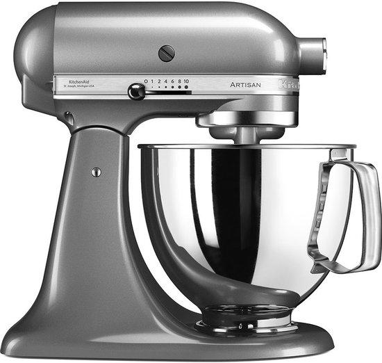 Productafbeelding: KitchenAid Keukenmachine - Artisan - Keukenrobot met 3 accessoires en kom van 4,8 L uit roestvrij staal - 300 W - Contour zilver