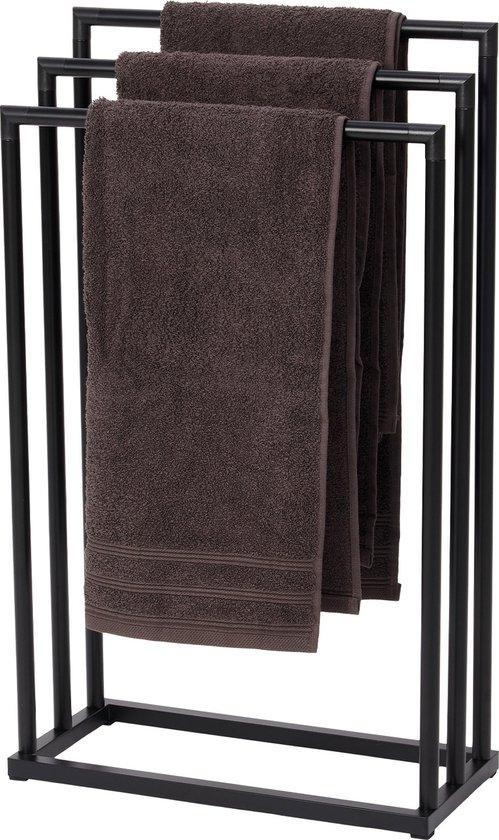 Productafbeelding: Brixy Handdoekrek - Badkamer - 3 Armen - Handdoekstang - Handdoekenrek - Vrijstaand - Metaal - Mat Zwart
