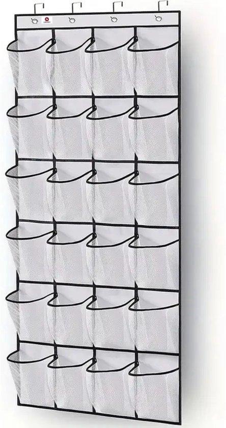 Productafbeelding: Hangende schoenenzak voor aan de deur – 24 vakken – Zwarte schoenen organizer – Deur opbergzak voor schoenen