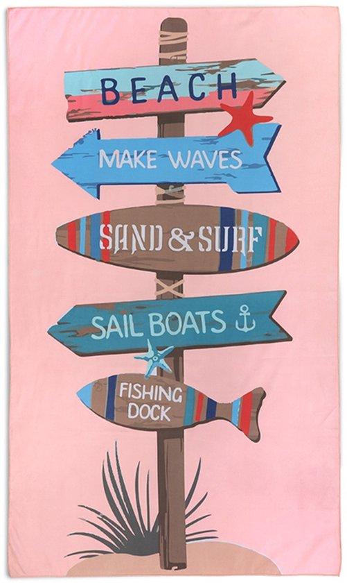 Productafbeelding: Beach Club Strandlaken Sand & Surf 100x180 cm - Microvezel Handdoek - Badlaken - Reishanddoek Sneldrogend
