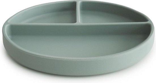 Productafbeelding: Mushie siliconen vakjes bord - Kleur Cambridge Blue - Kinderservies
