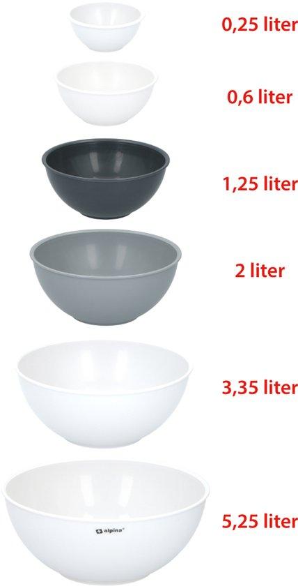 Productafbeelding: alpina Beslagkom - Mengkommen - Set van 6 Stuks - Bakspullen - Grijs