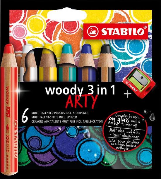 Productafbeelding: STABILO Woody 3 in 1 - Multi Talent Kleurpotlood - ARTY Etui Met 6 Kleuren + Puntenslijper