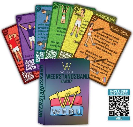 Productafbeelding: WEBU 51 Weerstandsband trainingskaarten - Resistance Bands - Workout - Fitness – Crossfit - Thuis Sporten – Krachttraining - Yoga - Incl. video's